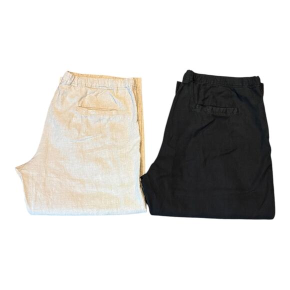 Allen Allen Linen pants drawstring bundle of 2 black & Khaki color size 2 X - Picture 2 of 10